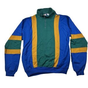 VTG Mens Athletic Works Sweater Pullover Sweatshirt Colorblock Blue 90s Sz Med